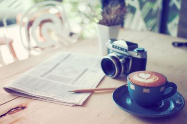 Time for Coffee Break with Croissant