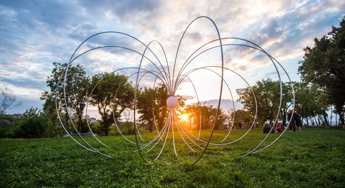 modern sculpture in park