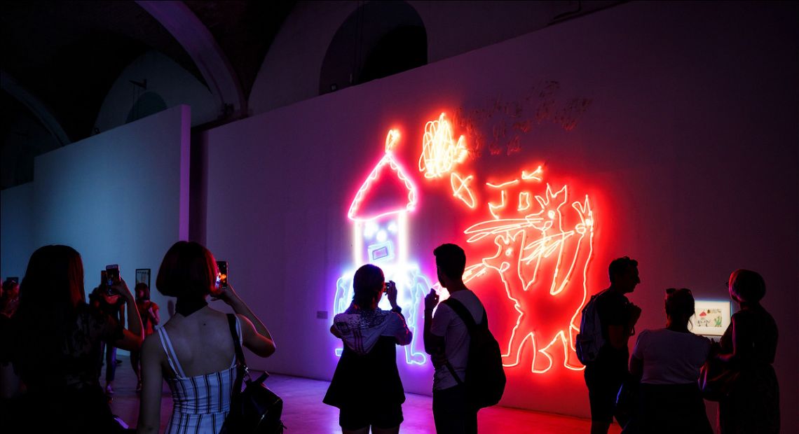 Neon art on Instant Time exhibition in Kyiv