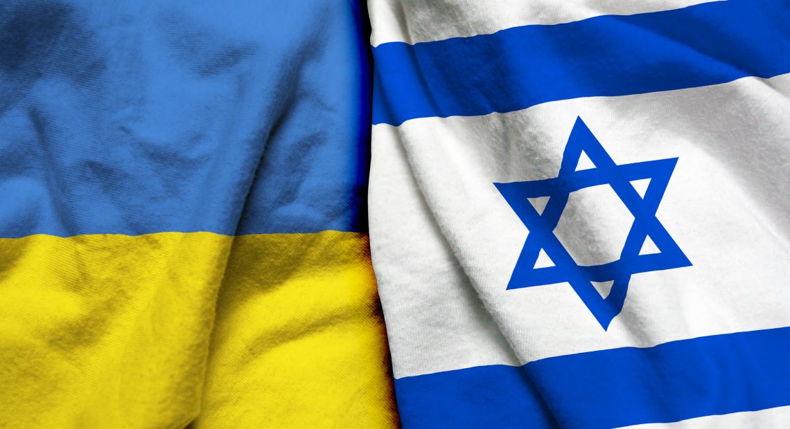 Flags of Ukraine and Israel