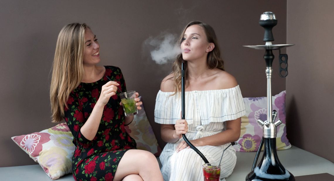 Girls enjoying hookah