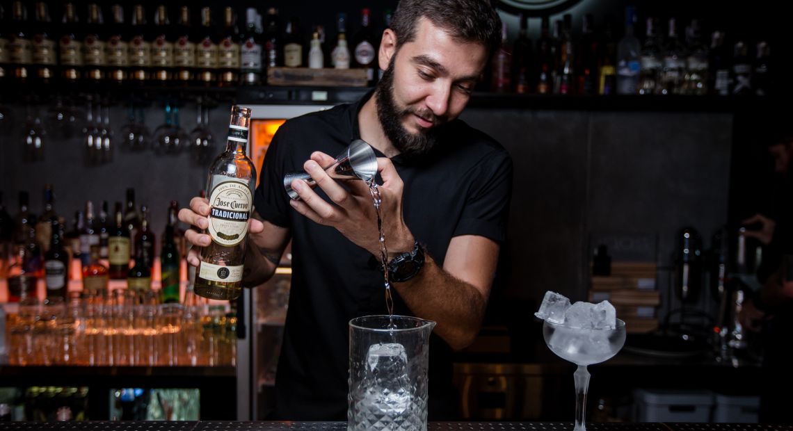 Bartender preparing a drink