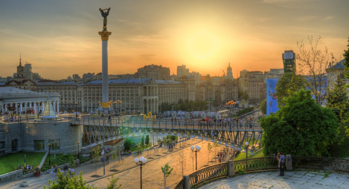 Vista of Maidan square in Kyiv