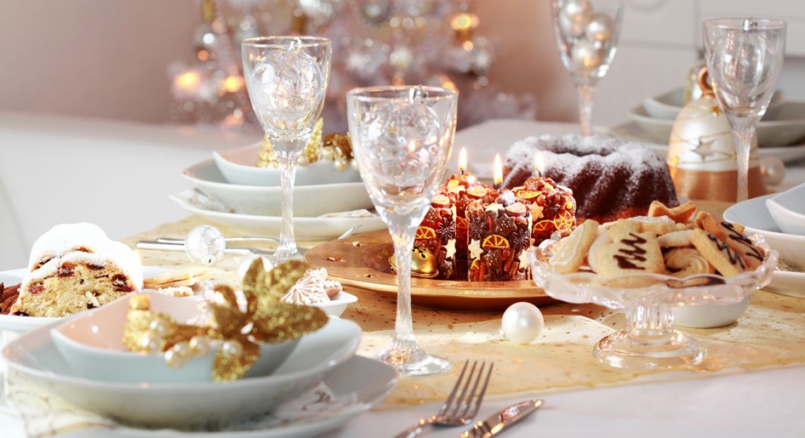 served festive table