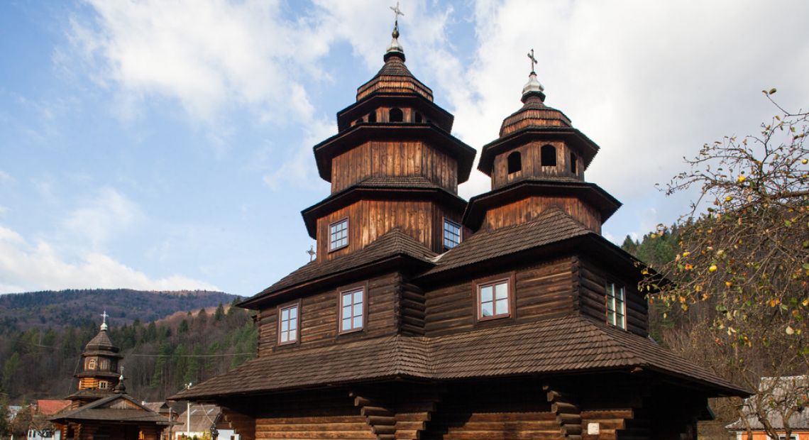 Ukrainian wooden church in Yaremche