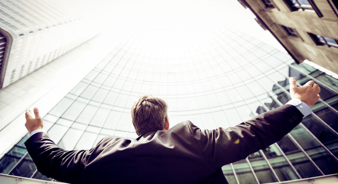 Man looking up at the sky