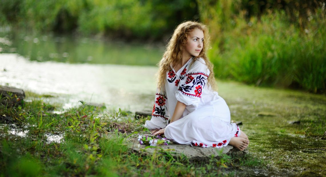 Girl in Ukrainian embroidered dress