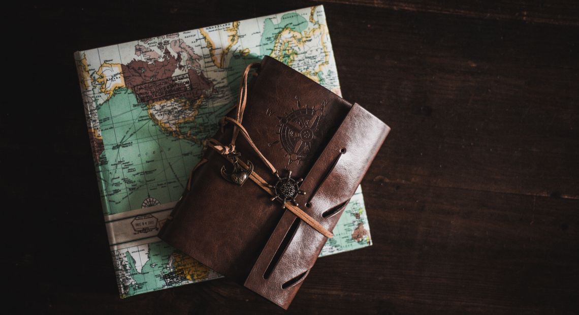 Map and a travel journal