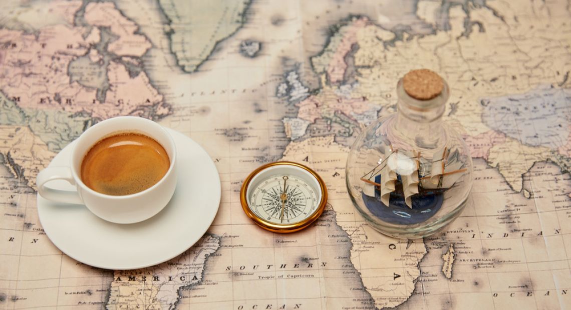 map and coffee