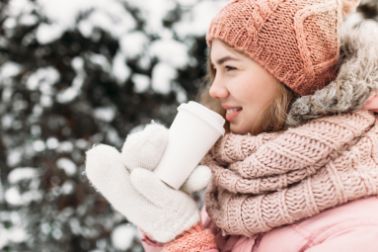 Girl in a beanie and warm scarf