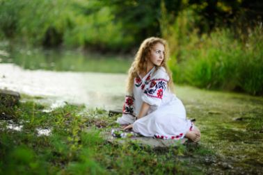 Girl in Ukrainian embroidered dress