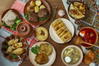 Ukrainian dishes on the table