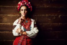 woman in national Ukrainian clothes