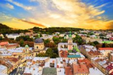 panoramic view over city of lviv
