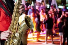 Jazzmen playing on the beach