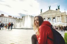 female tourist in lviv