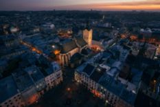 Panorama of Lviv at night