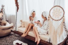 Two women chilling in a stylish spa