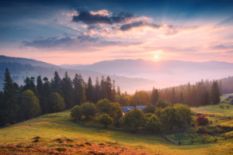 Vorokhta village in the Ukrainian Carpathian Mountains