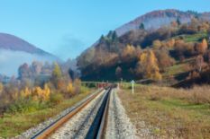 Railway leading to the Carpathian mountains