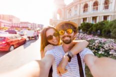 young couple making selfie in Odesa