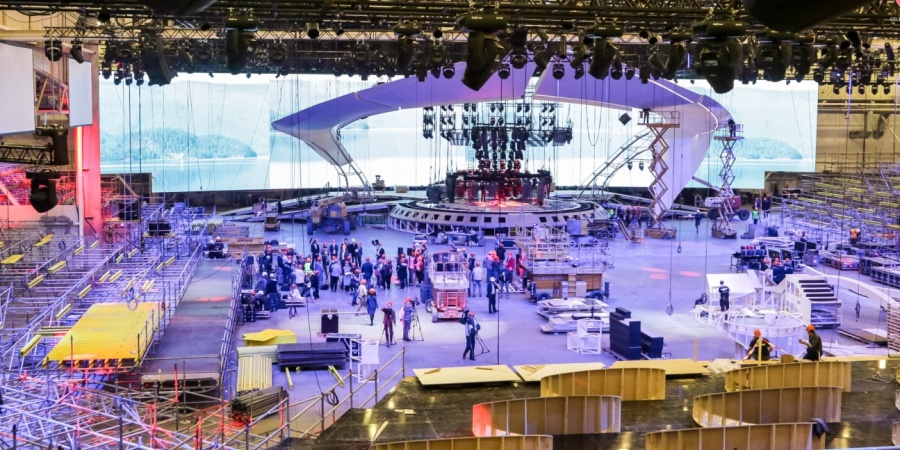 eurovision stage 2017 view from the back of kyiv exhibition centre