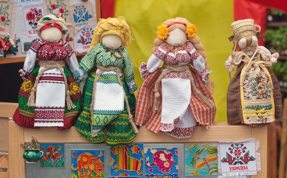 Motanka dolls on the table