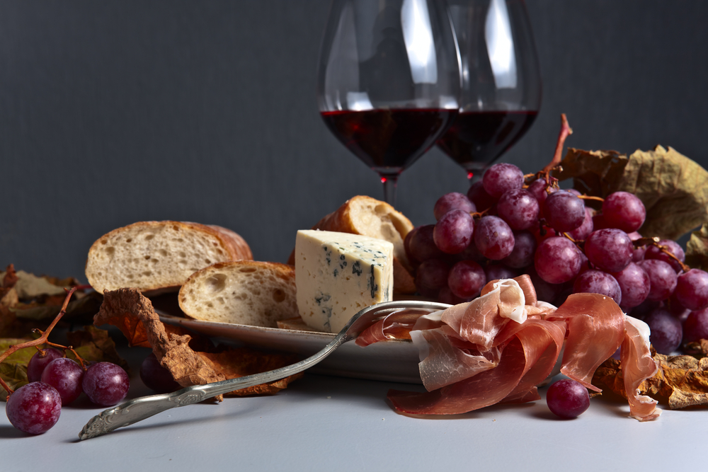 cheese, bread and wine