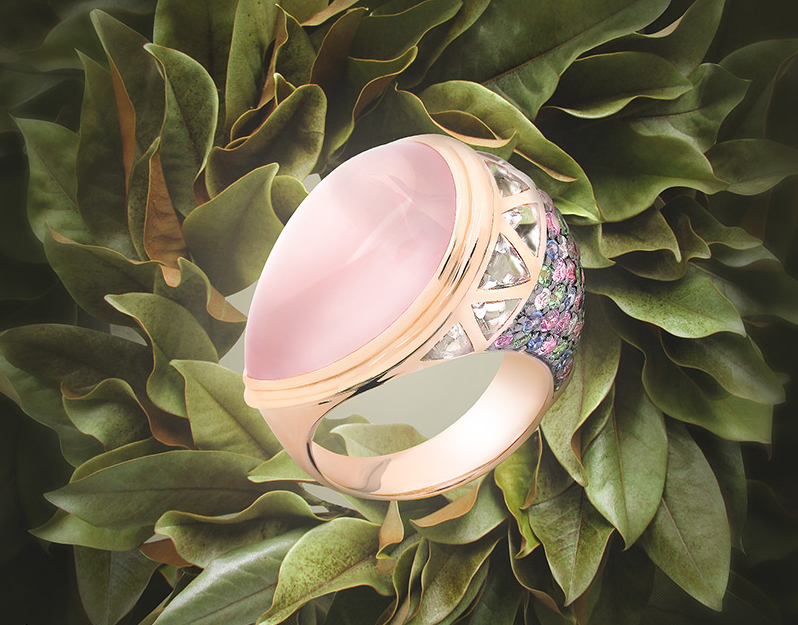 Big ring with a pink stone