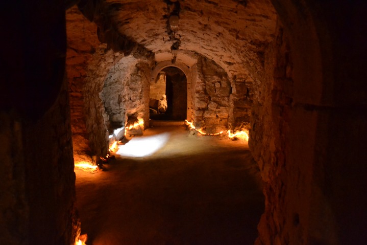 dungeon with stone walls