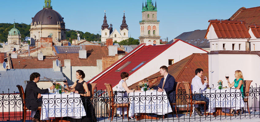 Lviv terrace Leopolis Hotel