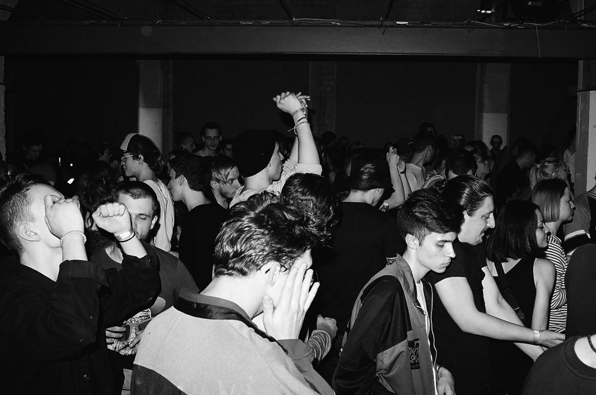 Crowd raving in a club