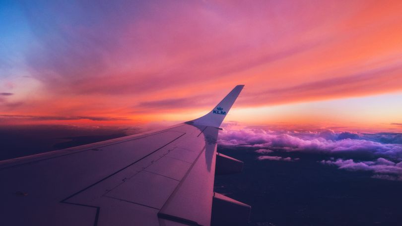 wing of plane in the sky