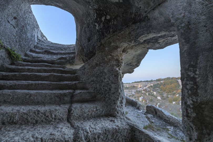 stairs in stone cave town