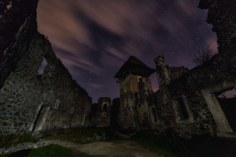 medieval castle at night