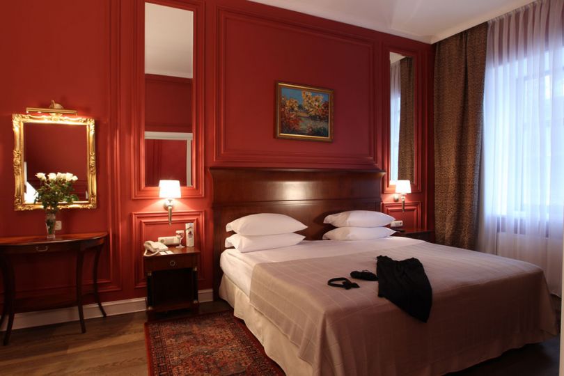 hotel room in red colors