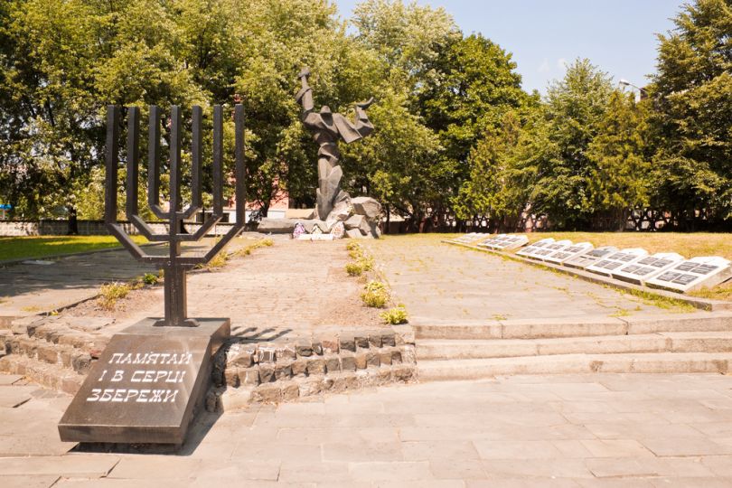 Memorial in front of the Jewish Ghetto in Lviv