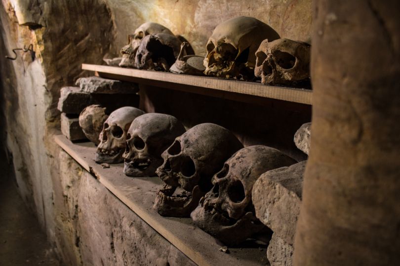 Human skulls in Lviv dungeons