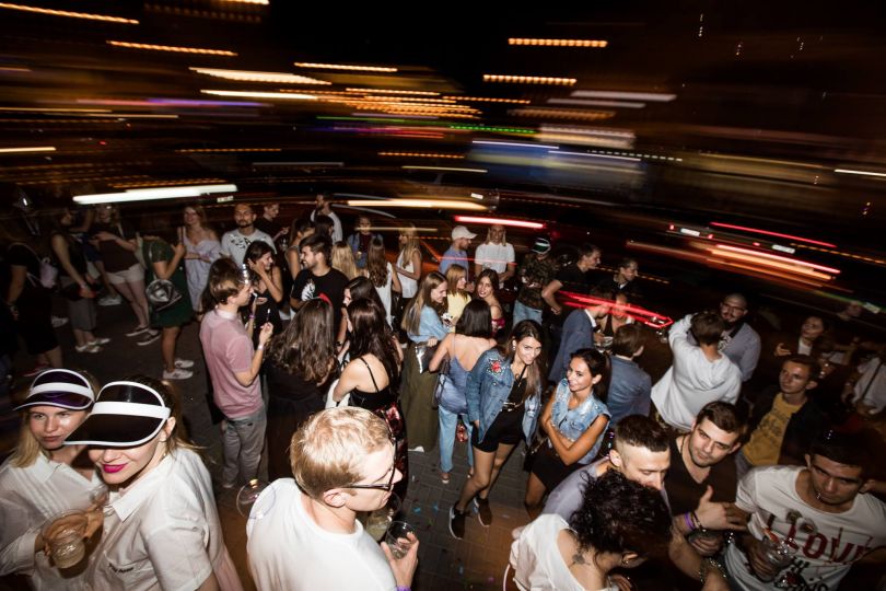 crowd at party in nightclub