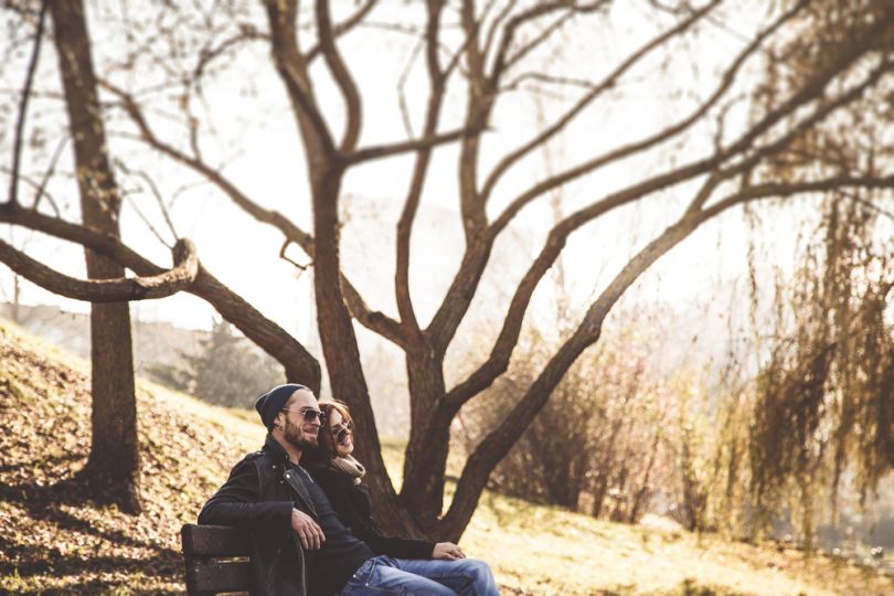 Couple sitting in a park