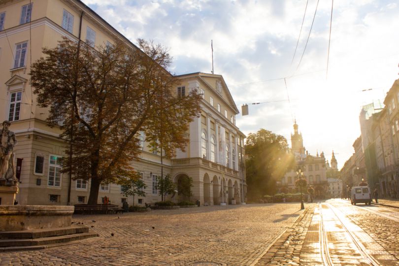 early morning Lviv street