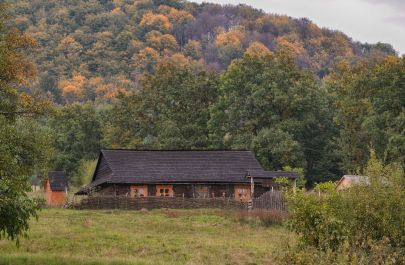 wooden house in mountains