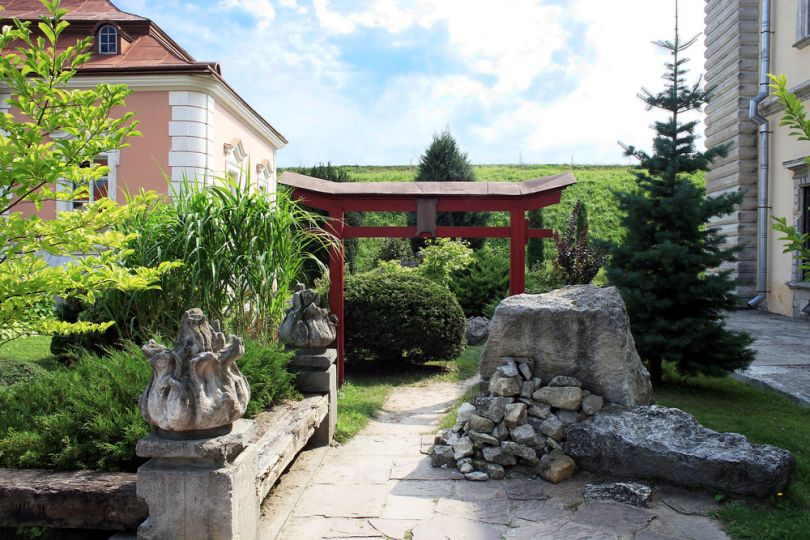 yard of chinese castle in zolochiv castle