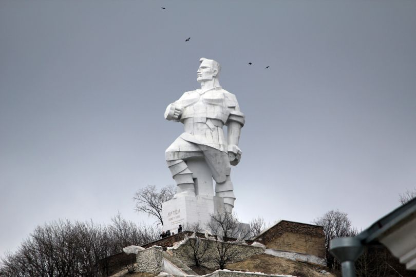Monument to Artyom in Sviatohirsk Ukraine