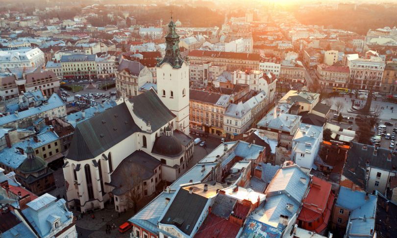 Old town of Lviv panorama