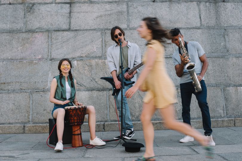 Street musicians performing