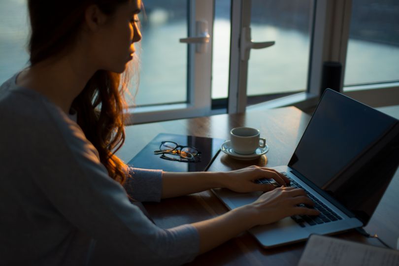 Woman working on the laptop