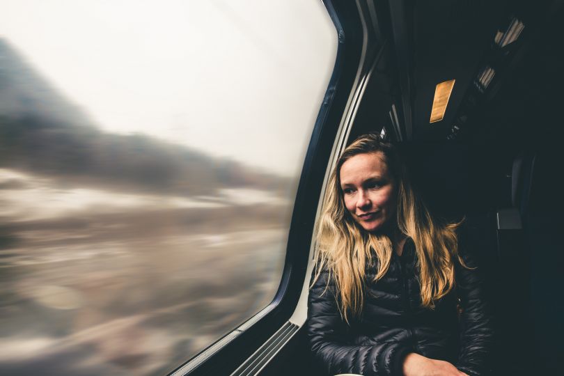 woman in train