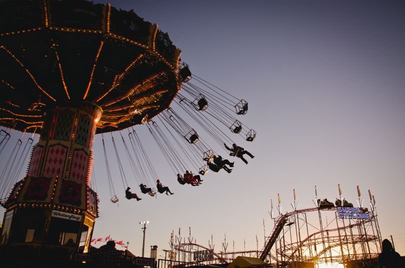 Rides in the  amusement park