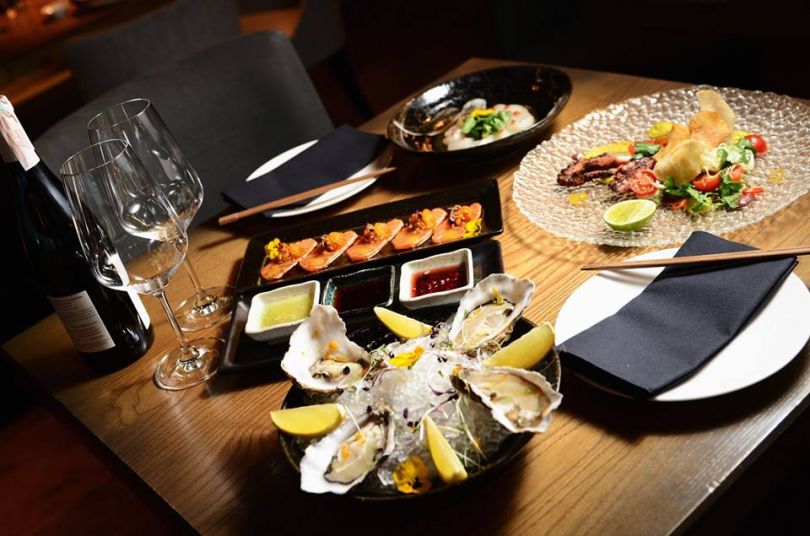 nikkei dishes and wine served